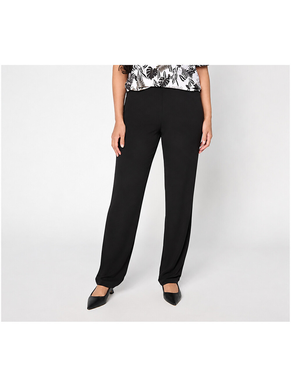 Susan Graver Essentials Reg Liquid Knit Straight Leg Pants Black, Size Medium